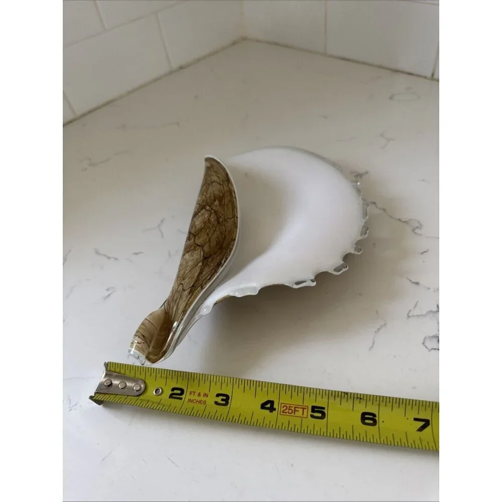 Large Art Glass Hand Blown Conch Shell Centerpiece Brown Krosno? Murano? - Picture 6 of 10